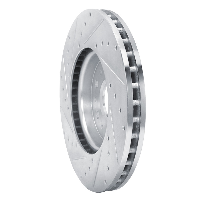 Buick Enclave Brake Rotor (1) - Front Right - R1 Concepts - Drilled & Slotted - Silver - `17-`25